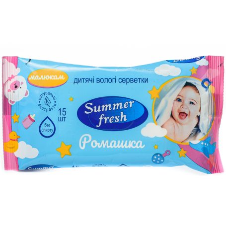 Серветки вологі (72шт) з ромашкою, ТМ Summer Fresh, Україна