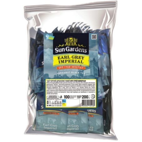Чай черный пакетированный EARL GREY IMPERIAL, 200г, ТМ Sun Gardens, Украина