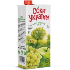 Сок яблочновиноградный нектар, 1л, ТМ Соки Украины, Украина