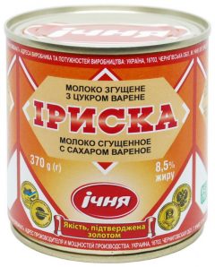 Молоко Ириска варенное сгущенное с сахаром 8,5%, 370г, ТМ Ичня, Украина