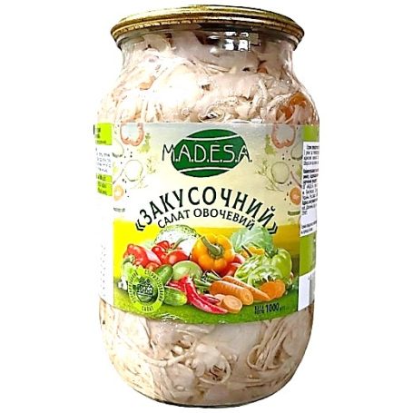 Салат овочевий консервований Закусочний, 1кг (скло), ТМ MADESA, Україна (6шт*уп)