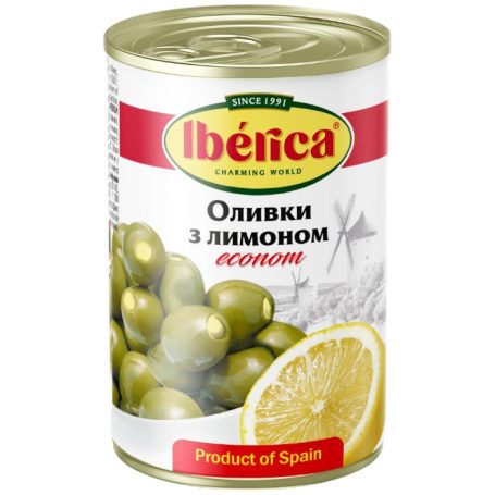 Оливки с лимоном эконом. 280г, ТМ Iberica. Украина