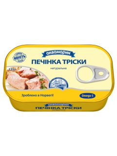 Печень трески натуральная, 115г, ТМ Аквамарин, Украина